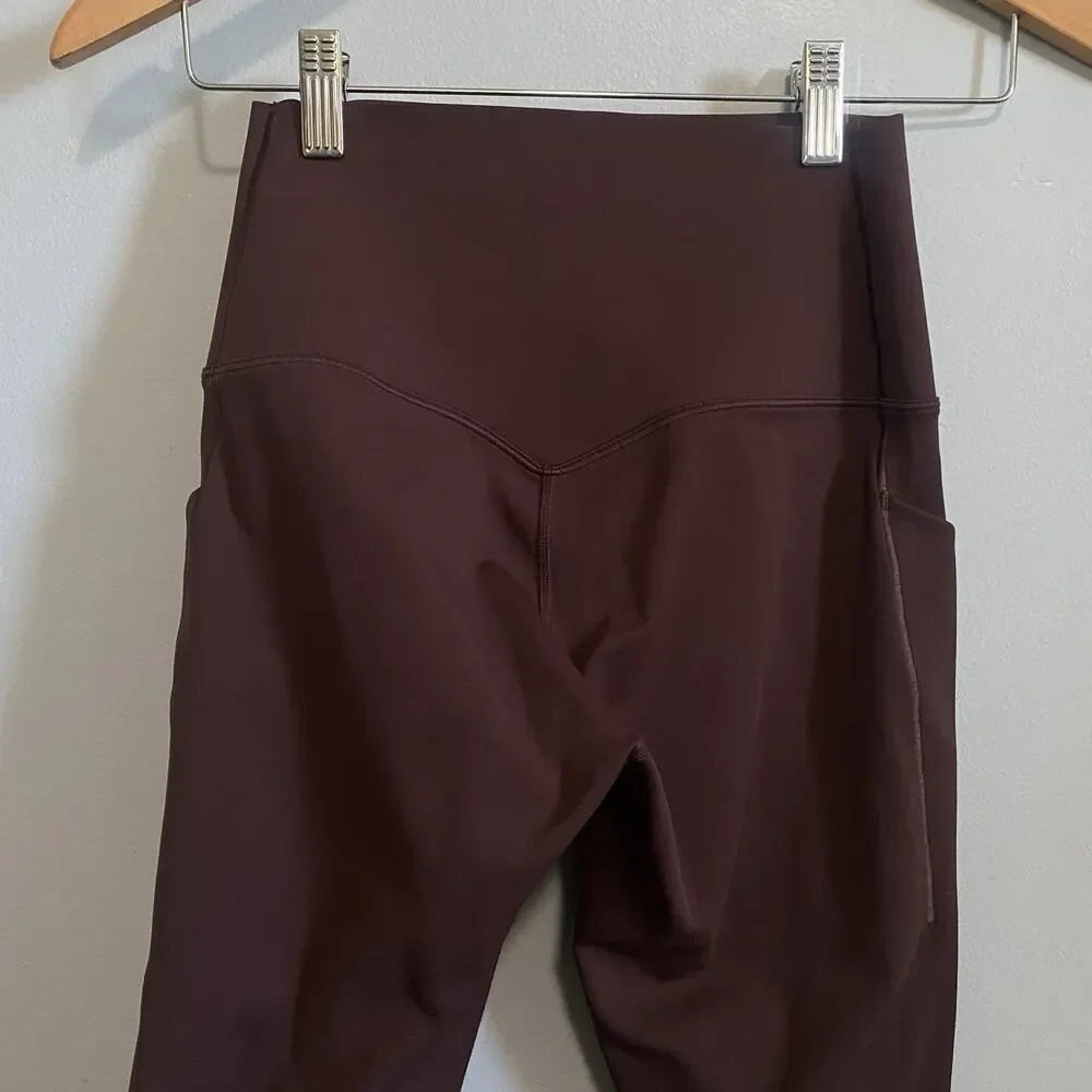 Nike Universal High Waist Brown Skinny Leggings Pockets Small Athletic Active
